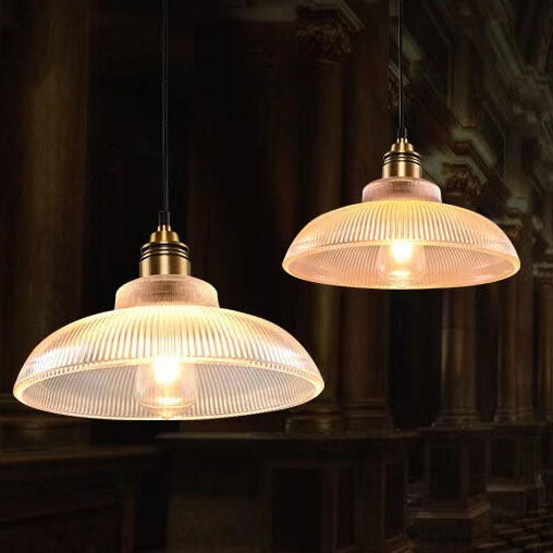 Vintage Striped Glass Pendant Light - 1-Light Fixture