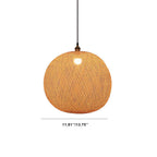 Beige Bamboo Round Pendant Light - 1-Light Japanese Design