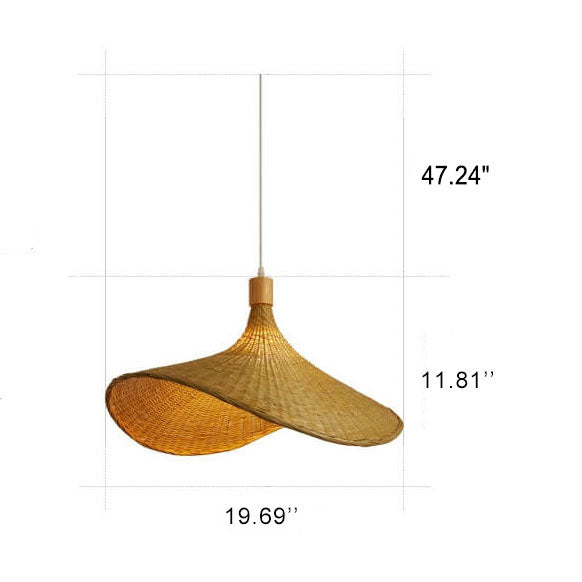 Bamboo Woven Straw Hat Pendant Light - 1-Light Fixture