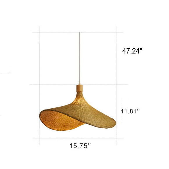 Bamboo Woven Straw Hat Pendant Light - 1-Light Fixture
