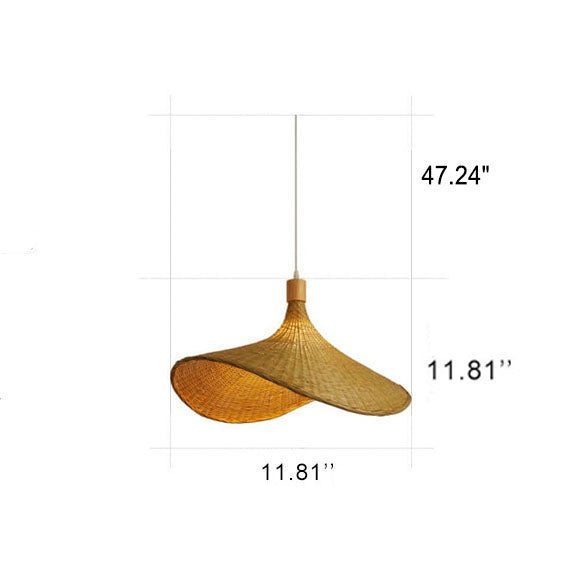 Bamboo Woven Straw Hat Pendant Light - 1-Light Fixture