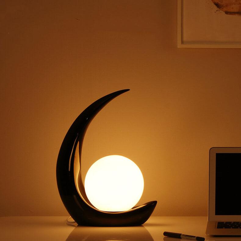 Crescent Moon Resin Table Lamp - 1-Light Design