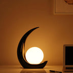 Crescent Moon Resin Table Lamp - 1-Light Design