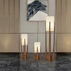 Contemporary Solid Wood 1-Light Floor Lamp with Fabric Shade
