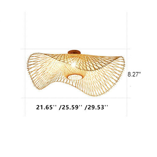 Japanese-Inspired Bamboo 1-Light Flush Mount Ceiling Light