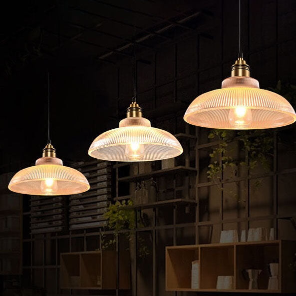 Vintage Striped Glass Pendant Light - 1-Light Fixture