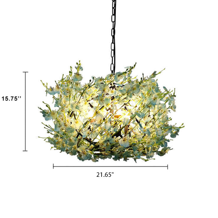 Colorful Floral 3-Light Globe Chandelier