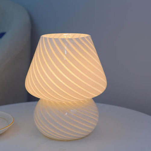 Vintage Glass Mushroom LED Table Lamp - 1-Light Night Light