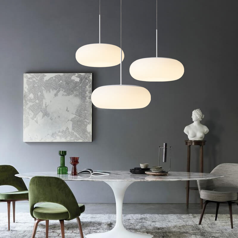 White Minimalist 1-Light LED Drum Pendant Light