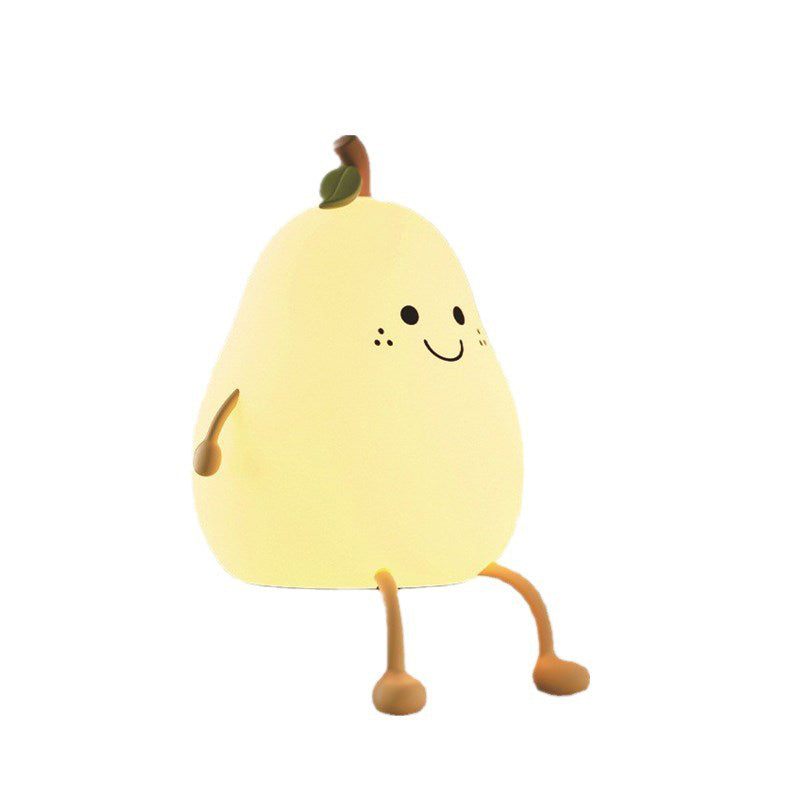 Silicone Pear LED Night Light - USB Table Lamp