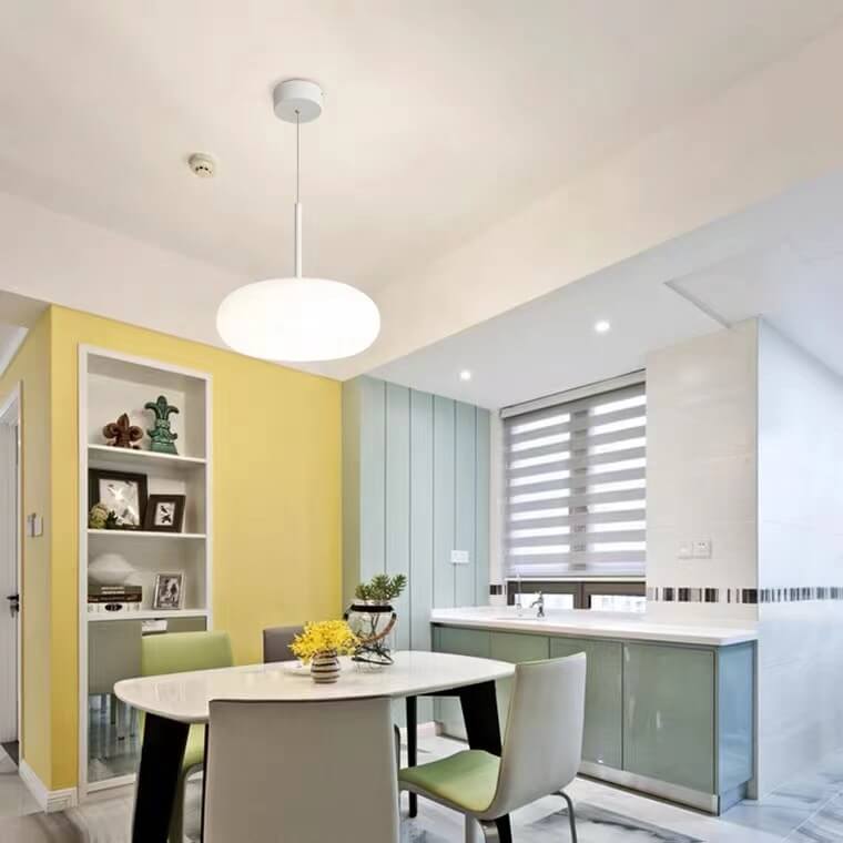 White Minimalist 1-Light LED Drum Pendant Light