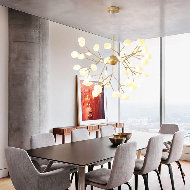 Premium LED Firefly Chandelier with Modern Metal Branch Design - Available in 27 or 36 Lights