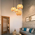 Beige Bamboo Round Pendant Light - 1-Light Japanese Design