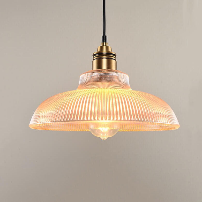 Vintage Striped Glass Pendant Light - 1-Light Fixture