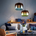 Colorful Retro Glass Drum Pendant Light - 1-Light Fixture
