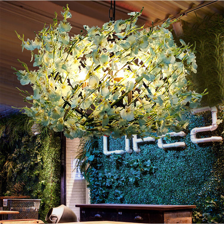 Colorful Floral 3-Light Globe Chandelier