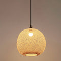 Beige Bamboo Round Pendant Light - 1-Light Japanese Design