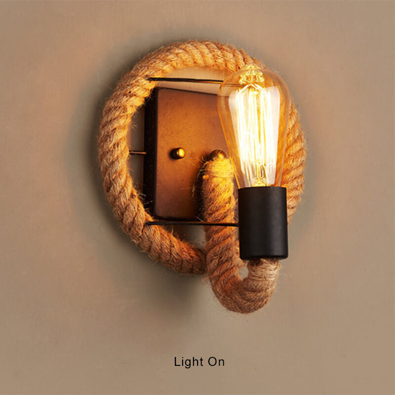 Vintage Hemp Rope 1-Light Wall Sconce