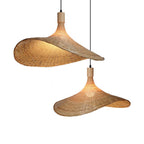 Bamboo Woven Straw Hat Pendant Light - 1-Light Fixture
