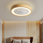 Contemporary Wood Geometric LED Semi-Flush Mount Ceiling Fan Light