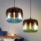 Colorful Retro Glass Drum Pendant Light - 1-Light Fixture