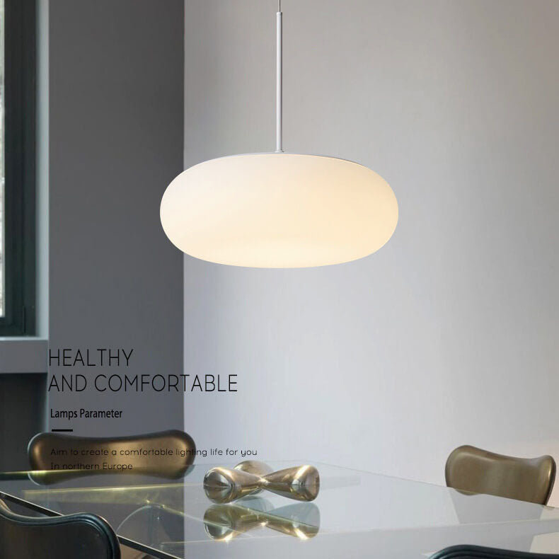White Minimalist 1-Light LED Drum Pendant Light