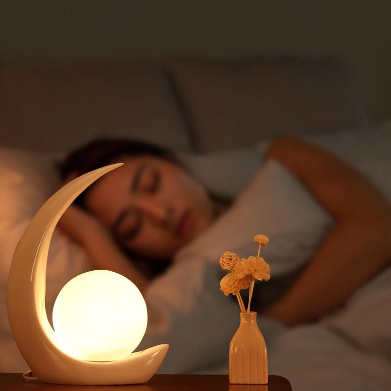Crescent Moon Resin Table Lamp - 1-Light Design