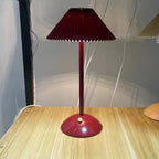 Scandinavian Rechargeable Conic Pleated Table Lamp - 1-Light Bedside Design