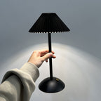 Scandinavian Rechargeable Conic Pleated Table Lamp - 1-Light Bedside Design