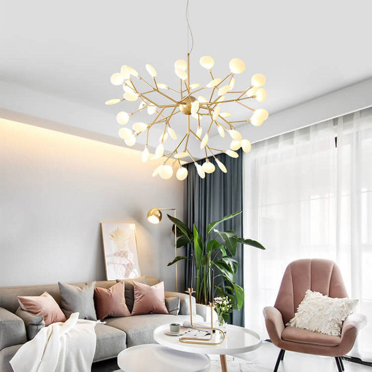 Premium LED Firefly Chandelier with Modern Metal Branch Design - Available in 27 or 36 Lights