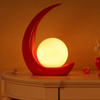 Crescent Moon Resin Table Lamp - 1-Light Design