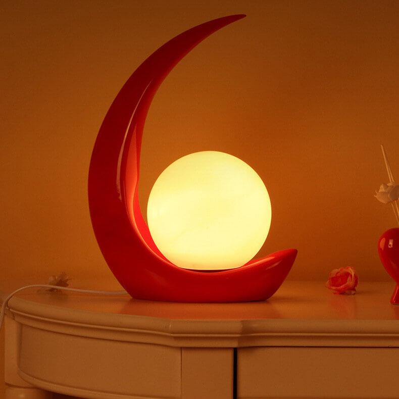 Crescent Moon Resin Table Lamp - 1-Light Design