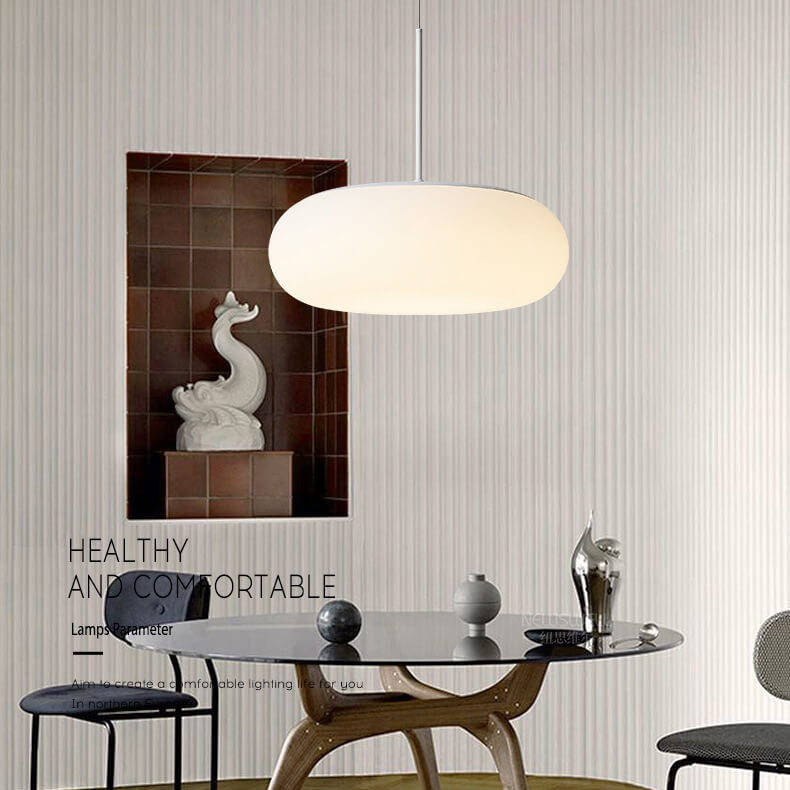 White Minimalist 1-Light LED Drum Pendant Light