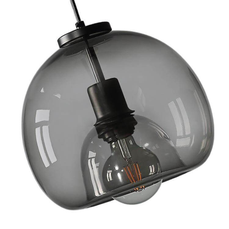 Smoke Gray Hand-Blown Glass Dome Pendant Light