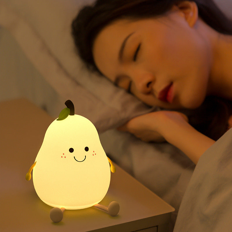 Silicone Pear LED Night Light - USB Table Lamp