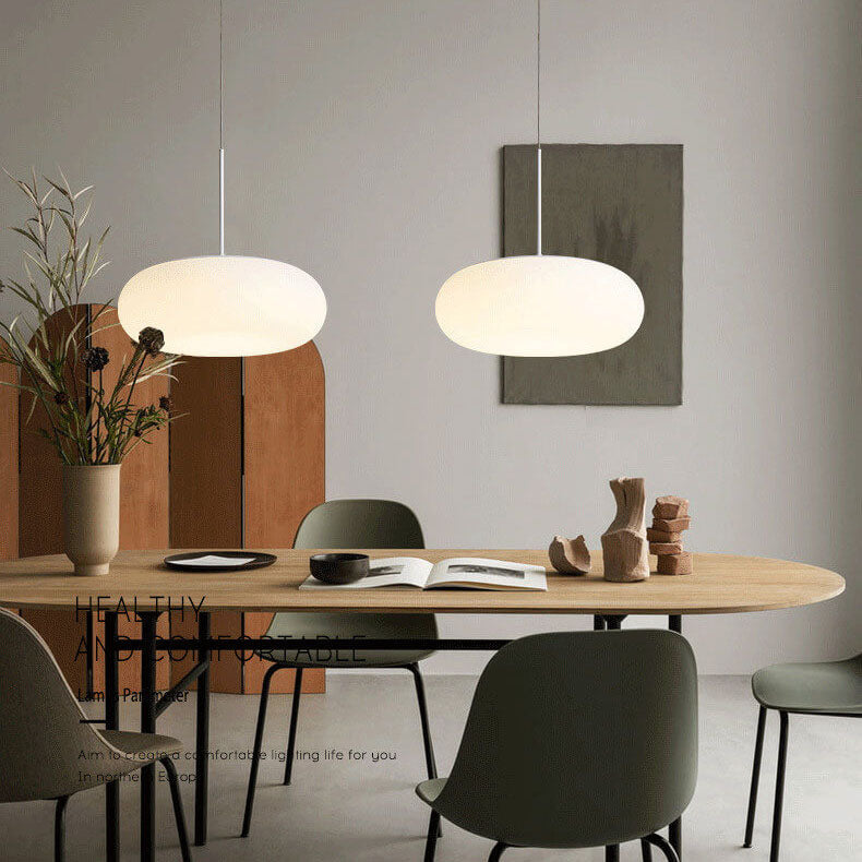 White Minimalist 1-Light LED Drum Pendant Light