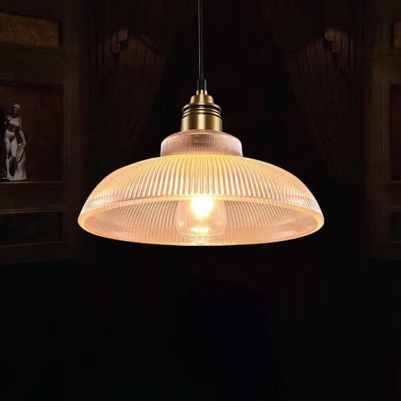Vintage Striped Glass Pendant Light - 1-Light Fixture