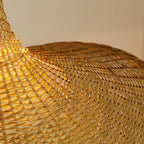 Bamboo Woven Straw Hat Pendant Light - 1-Light Fixture