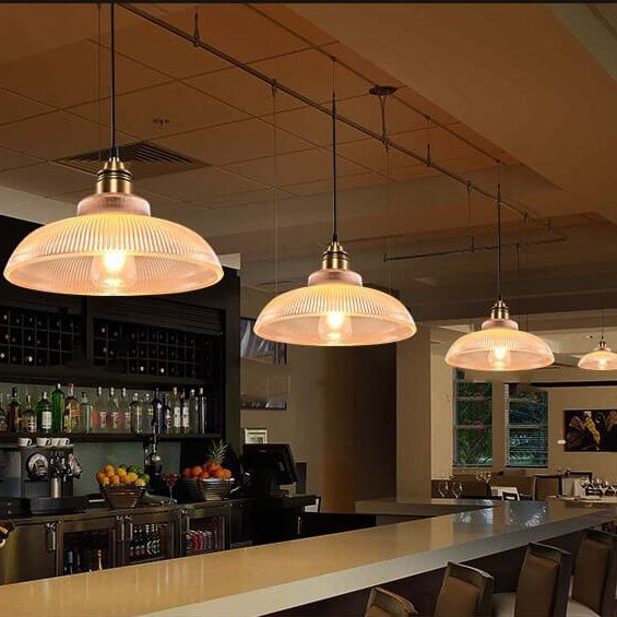 Vintage Striped Glass Pendant Light - 1-Light Fixture