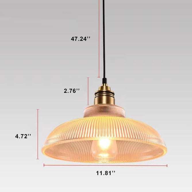 Vintage Striped Glass Pendant Light - 1-Light Fixture