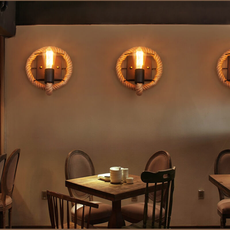 Vintage Hemp Rope 1-Light Wall Sconce