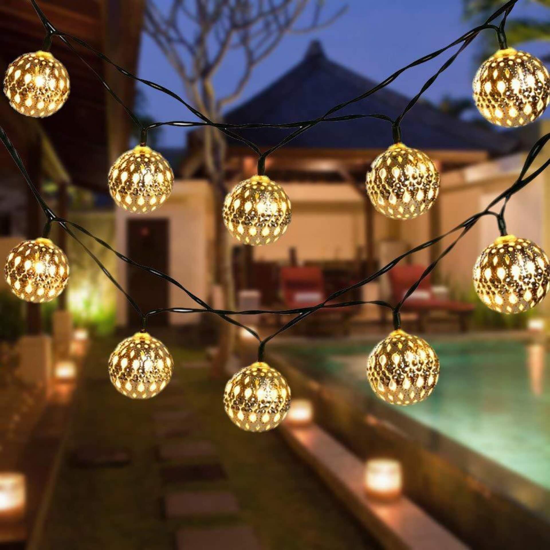 Moroccan Ball Solar String Lights