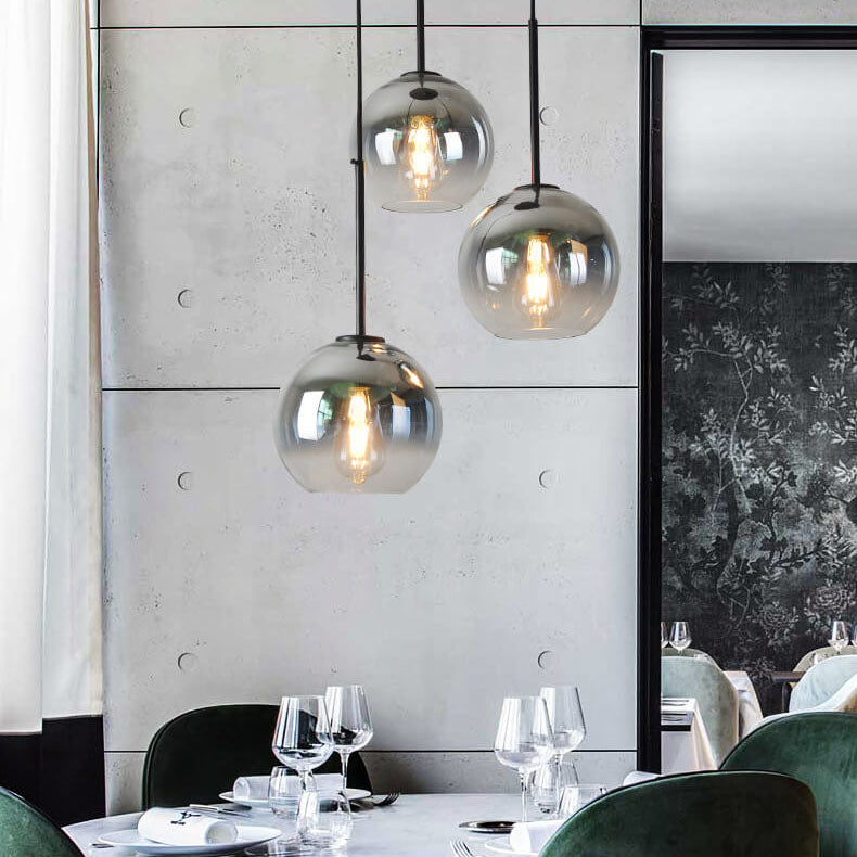 Nordic Gradient Glass Globe Pendant Light - 1-Light
