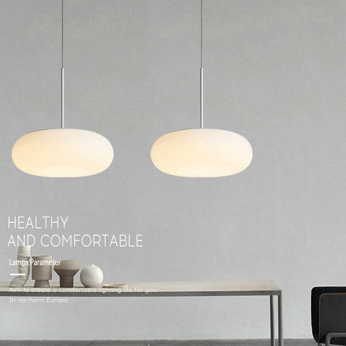 White Minimalist 1-Light LED Drum Pendant Light