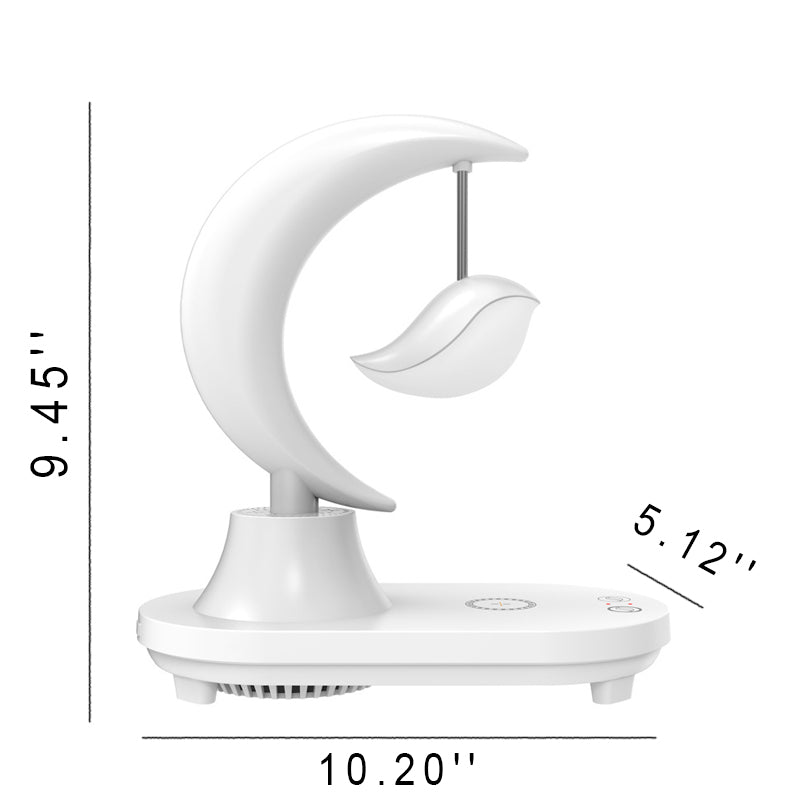 Art Deco Moon Shape Bluetooth Speaker & LED Night Light Table Lamp