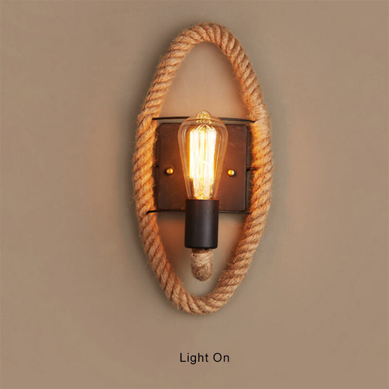 Vintage Hemp Rope 1-Light Wall Sconce
