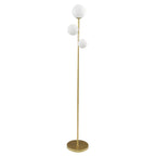 Modern 3-Light Globe Floor Lamp in Gold, Black, and White