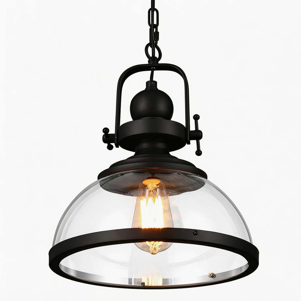 Retro Industrial Clear Glass Pendant Light Fixture