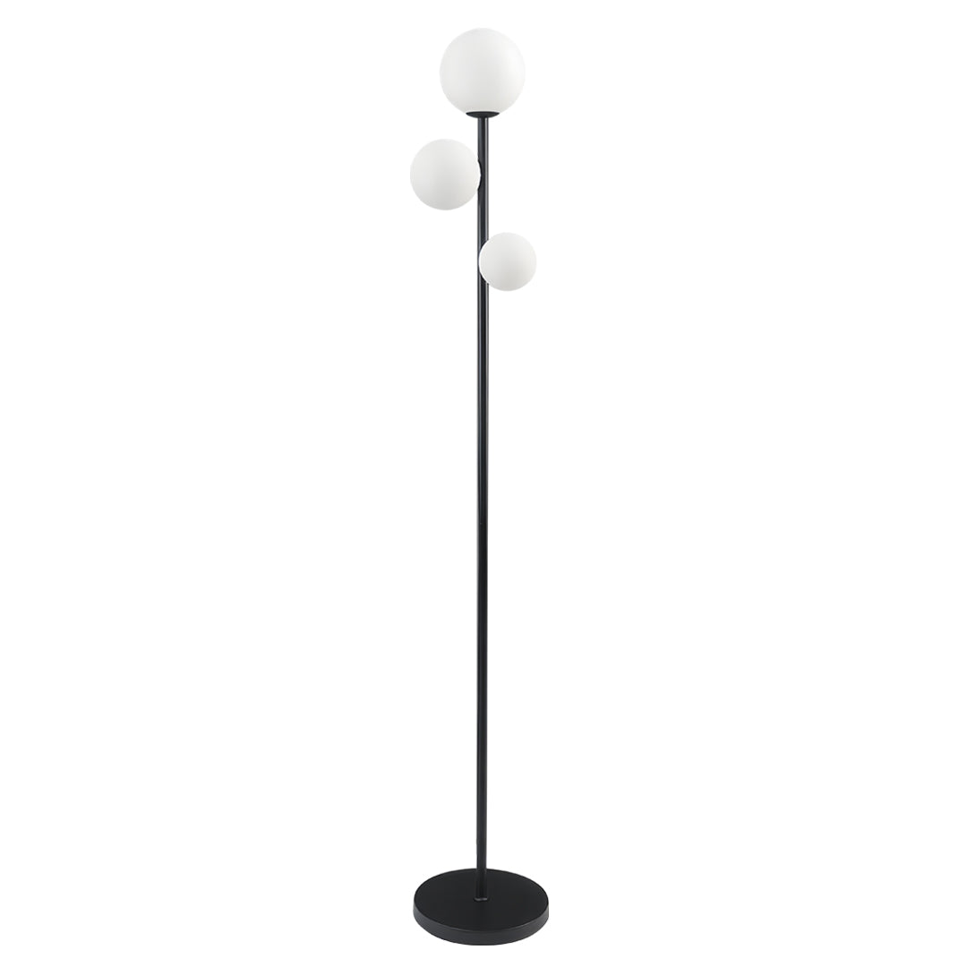 Modern 3-Light Globe Floor Lamp in Gold, Black, and White
