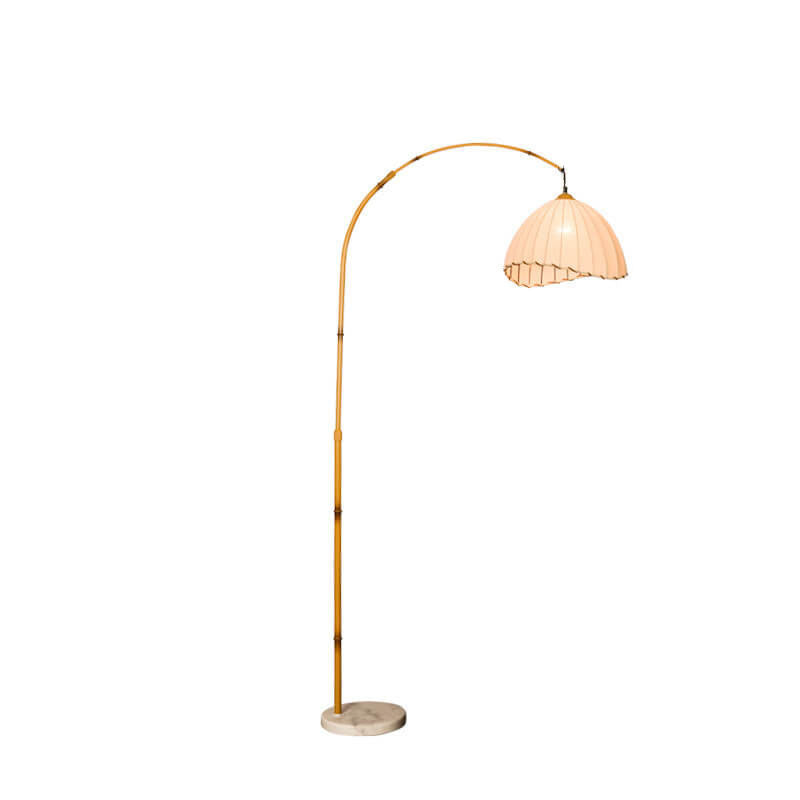Vintage Marble Fishing Imitation Bamboo Floor Lamp - 1-Light Design